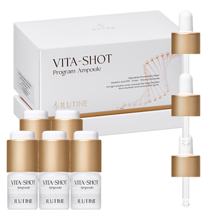 Ampoule liquide éclaircissante ILUTINE, vitamine C stabilisée, arbutine, traitement des taches brunes, anti-âge, soin blanchissant du visage - Approvisionnement pour 4 semaines - Product Image 1