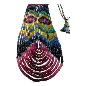 Collar de Cuentas Facetadas Multicolores de Esmeralda, Rubí y Zafiro Naturales, 11 Hilos, TASBIYA GEMS, Valorado por Terceros - Product Image 5
