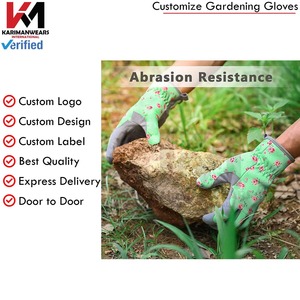 Gants de jardinage verts à imprimé floral, durables, en polyester et coton, longueur poignet, pour usage extérieur, style décontracté printemps-été - Product Image 6