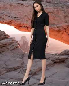 ชุดเสื้อเบลเซอร์เอวลอยมีสไตล์เก๋ไก๋มีกระดุมชุดกระโปรงผ้า laikra แขนสามส่วนชุดเดรสลำลองที่สง่างาม - Product Image 6