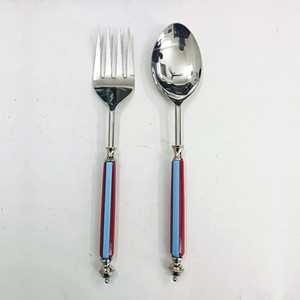 Ensemble d'ustensiles de service en acier inoxydable avec manche en résine, nouveau style, ensemble de couverts en métal, cuillère à salade pour usage domestique, hôtelier et en cuisine - Product Image 3