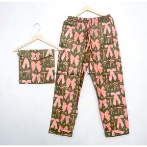 ชุดนอนผู้หญิง 2 ชิ้น ผ้าฝ้าย 100% ลายโบว์ คลาสสิก โรแมนติก วินเทจ หรูหรา สำหรับฤดูหนาว ทำมือ เนื้อผ้านุ่ม ระบายอากาศดี เอวยางยืด - Product Image 3