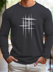 Chemise décontractée pour homme en coton blanc à manches longues, imprimé géométrique sur le devant, respirante, tricotée, coupe ajustée, pour le printemps, à porter au quotidien, chemise tendance - Product Image 6