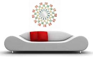 Décoration murale ronde moderne en fer et métal avec miroir - Product Image 3