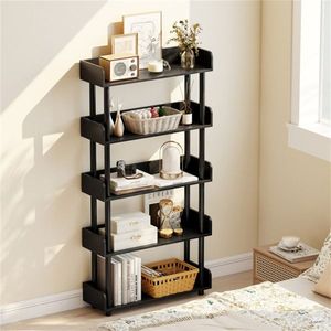 Étagère ouverte anti-basculement à 5 niveaux avec pieds surélevés, présentoir noir pour la maison et le bureau - Product Image 5