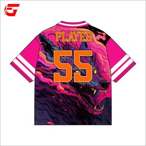 Maillot de sport personnalisé en sublimation 100 % polyester mesh, col en V rétro, manches courtes, séchage rapide, pour uniforme d'équipe, impression intégrale - Product Image 2