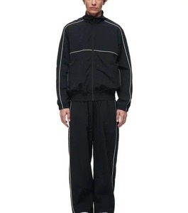 Survêtement noir pour homme, col roulé, fermeture éclair, poches latérales, respirant, polyester, vêtements de sport - Product Image 2