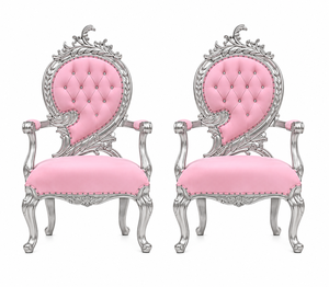 Conjunto de Sofás para Novios Estilo Victoriano, Elegante Conjunto de Sofás para Boda con Marco Dorado y Tapicería Blanca para la Plataforma Nupcial - Product Image 6