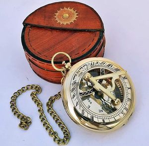 Antique Brass and Copper Sundial <b>Compass</b> Set with Ship <b>Watch</b>, Leather Display Box, Vintage Maritime Decor - Product Image 5