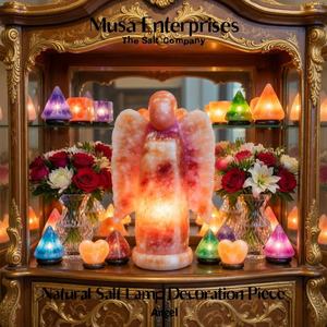 Lámpara de Sal Rosa del Himalaya Natural en Forma de Ángel, Hecha a Mano, Portátil, Purificadora de Aire, Luz Nocturna, Energía Curativa, Decoración Relajante para el Hogar - Product Image 6