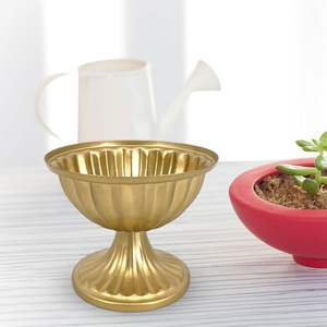 Jarrón Decorativo Clásico de Hierro, Macetero para Sala de Estar, Comedor, Interior, Dorado, Grande |   Hogar y Jardín - Product Image 2