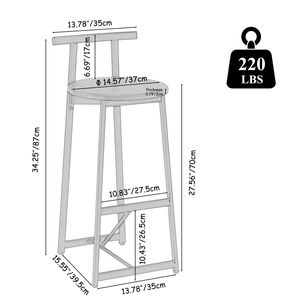 Set di 3 Sgabelli da Bar Moderni 27H, Sedie da Cucina Rotonde in Legno con Poggiapiedi, Sgabelli Neri per Bancone - Product Image 3