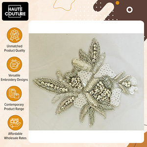 La Mejor Oferta en Apliques Hechos a Mano - Juego de 3 Motivos con Hilos de Plata, Cuentas y Lentejuelas para Accesorios de Ropa de la India - Product Image 3