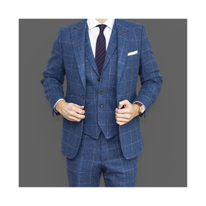 Traje de esmoquin de lana de 3 piezas a medida para hombre, corte ajustado, para negocios o bodas: blazer, pantalón y chaleco - Product Image 1