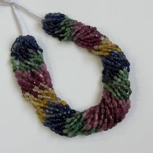 Cuentas ovaladas lisas de zafiro multicolor AAA, cuentas de zafiro arcoíris natural, hilo de cuentas para la fabricación de joyería, cuentas sueltas al por mayor. - Product Image 2