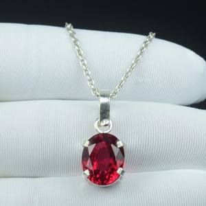 Collier pendentif en argent sterling 925 avec rubis du Mozambique rouge sang, pierre de naissance de juillet, cadeau pour femme - Product Image 2
