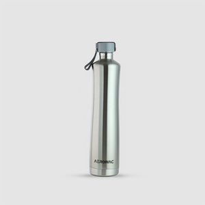 Premium <b>Metal</b> Water Bottle Vacuum Insulated Cold Hot Beverage Flask Reusable Stainless Steel Canteen Gray Lid Loop Sports Travel - Product Image 1