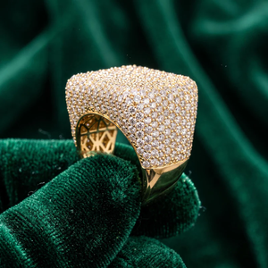 Luxury Moissanite <b>Dome</b> <b>Ring</b> Iced Out Gold 925 Silver Hip Hop Jewelry Bold Statement <b>Ring</b> Mens Women Gift Elegant Shine Premium - Product Image 2