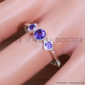 Nouvelle Arrivée 2026 – Bague en Argent Sterling 925 avec Améthyste Violette Sertie en Bezel, Forme Ronde Lisse, Bijou Tendance pour Femme - Product Image 2
