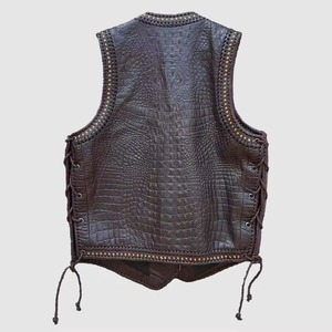 Chaleco de cuero personalizado para hombre, chaleco de cuero genuino de vaca de grado A, chaleco de motociclista para hombre. - Product Image 4