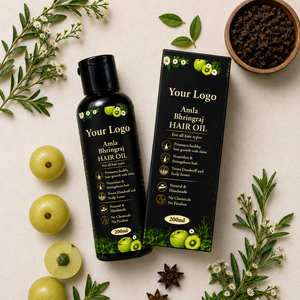 Aceite Capilar Amla Bhringraj |   Aceite Ayurvédico Herbal para el Crecimiento del Cabello y Nutrición del Cuero Cabelludo |   Producto para el Cuidado del Cabello al por Mayor de Marca Privada OEM - Product Image 4