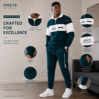 Ensemble de survêtement unisexe décontracté avec logo personnalisé, fournisseur OEM, 2-en-1, blocs de couleur, demi-zip, grande taille, streetwear d'hiver, sweat-shirt et pantalon de jogging