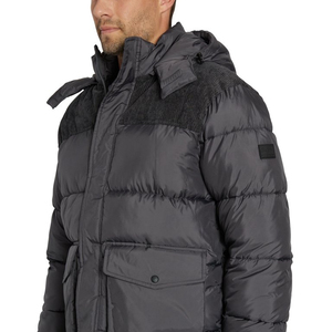 Veste d'hiver matelassée pour homme de haute qualité avec col montant, épaisse et chaude, en toile, logo personnalisé sur le devant, vente en gros - Product Image 1
