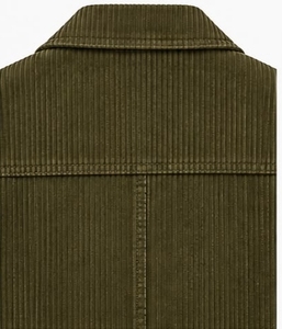 เสื้อโค้ทยาวสีเขียวมะกอกสำหรับผู้หญิง แขนยาว ติดกระดุม - Product Image 4