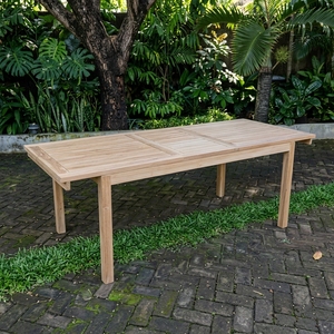 Mesa de Comedor Rectangular Extensible de Madera de Teca Sólida con Diseño Moderno y Acabado Bien Pulido para Uso en Exteriores TAB25 - Product Image 6