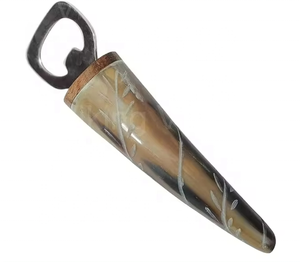Mango hecho con cuerno para abridor de tapa de botella, acero inoxidable, espejo superior pulido, suministros hechos a mano de EXOTIC INDIAN ART - Product Image 4