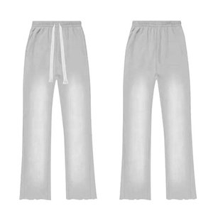 Pantalones Deportivos de Punto Anchos de Color Rosa, Cintura Media con Cordón, Corte Holgado, Casuales, Largos, de Color Sólido, para Verano - Product Image 5