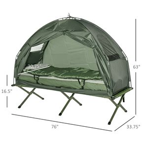Lettino da Campeggio Pieghevole Tutto-in-Uno per Adulti, Tenda Rialzata con Sacco a Pelo e Materasso Gonfiabile Spesso, Letto Singolo Portatile - Product Image 3