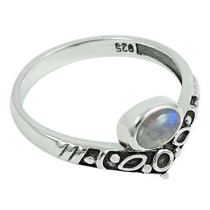 Bague bohème de style vintage avec pierre de lune arc-en-ciel naturelle de coupe ovale, magnifique design, bijoux en argent sterling 925 - Product Image 1