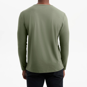 เสื้อยืดคอกลมแขนสั้นผู้ชาย สีพื้น ผ้าถัก แห้งเร็ว ทรงปกติ สไตล์ลำลอง ผ้าฝ้าย 100% สีเขียว โลโก้ด้านหน้า - Product Image 2