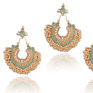 Ensemble de collier Meenakari Kundan tendance, collier à pendentifs perlés Minakari, Maang Tikka, plaqué or, alliage, bijoux traditionnels indiens pour femmes - Product Image 1