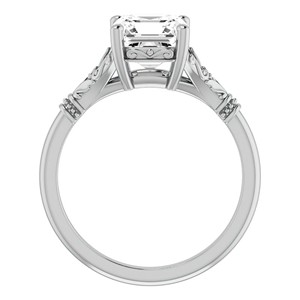 Anillo Solitario de Moissanita con Corte Asscher de 1.25 Quilates, Anillo de Compromiso de Oro Blanco de 14K con Tallo Grabado de Inspiración Vintage - Product Image 6