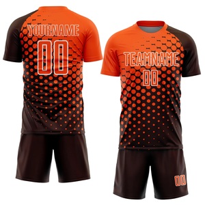 ชุดเสื้อฟุตบอลแบบซับลิเมชั่นสีส้มลายจุดน้ำตาล แขนสั้น แห้งเร็ว สำหรับทุกเพศ ทุกวัย เหมาะกับทุกฤดูกาล - Product Image 1
