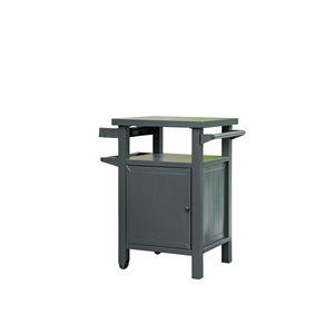 Carrello BBQ Portatile in Metallo Grigio Scuro con Ruote e Vano Portaoggetti, Tavolo in Metallo per Esterni, Ideale per Patio o Giardino - Product Image 1