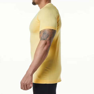 เสื้อยืดแขนยาวทรงแร็กแลนสีเหลืองสำหรับผู้ชาย แห้งเร็ว ทรงปกติ สปอร์ต คอโอ ผ้าเจอร์ซีย์ ทอจากโพลีเอสเตอร์/คอตตอน ป้องกันการเป็นขุย ระบายอากาศได้ดี ทรงฮิป - Product Image 4