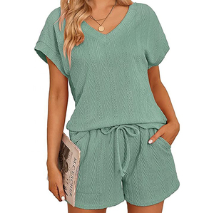 Conjunto de Dos Piezas Casual para Mujer, Nuevo Modelo 2024, Color Sólido, Poliéster/Algodón, Transpirable, Corte Regular, Top sin Mangas y Pantalones Cortos para Verano - Product Image 3