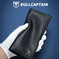 BULLCAPTAIN Dompet Panjang Kulit Asli Pria Mewah Anti RFID Dompet Bisnis Clutch Tempat Kartu Kotak Hadiah untuk Pria
