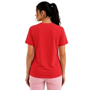 เสื้อยืดลำลองผู้หญิงสีแดงแบบกำหนดเองจากผู้ผลิต พร้อมลายพิมพ์กราฟิกดอกไม้ โลโก้แบบกำหนดเอง แขนสั้น คอกลม แฟชั่นเสื้อท่อนบนสำหรับฤดูร้อน - Product Image 2