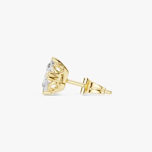 Boucles d'oreilles clous en diamant de laboratoire taille ovale 1,00 carat total, or jaune 9K, solitaire à 6 griffes, vente en gros, bijoux fins OEM - Product Image 2