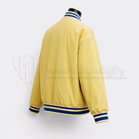 Veste bomber universitaire jaune personnalisée unisexe, veste de baseball, veste de collège, fermeture à boutons pression, prix de gros