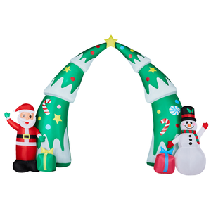 15FT Lighted Christmas Inflatable Archway with Santa Snowman Blow up Outdoor Holiday Yard Decorations Christmas <b>Tree</b> <b>Arch</b> - Product Image 1