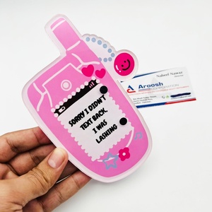 Caja Magnética Acrílica Rosa con Forma de Teléfono para Pestañas, con Adorno de Cara Sonriente, Empaque para Pestañas - Product Image 2