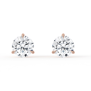 Boucles d'oreilles clous en diamant de laboratoire rond brillant, or massif 14k 18k, solitaire à 4 griffes, fermeture push-back, certifié CVD IGI - Product Image 1