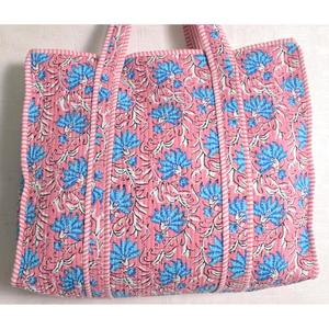 Boho Floral Cotton Tote Bag Indian Handmade <b>Quilted</b> Shoulder <b>Handbag</b> Women Shopping Bag - Product Image 3