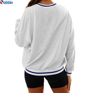 Sweat-shirt à col en V imprimé et brodé avec logo personnalisé, pour femme, décontracté, à manches longues, coupe ample, streetwear, parmi les plus vendus - Product Image 3