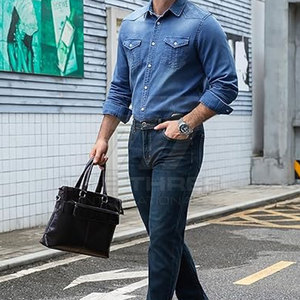 Jean décontracté pour homme, style urbain, toucher doux, coupe décontractée, écologique, séchage rapide, respirant, en coton, printemps, pour adulte - Product Image 5